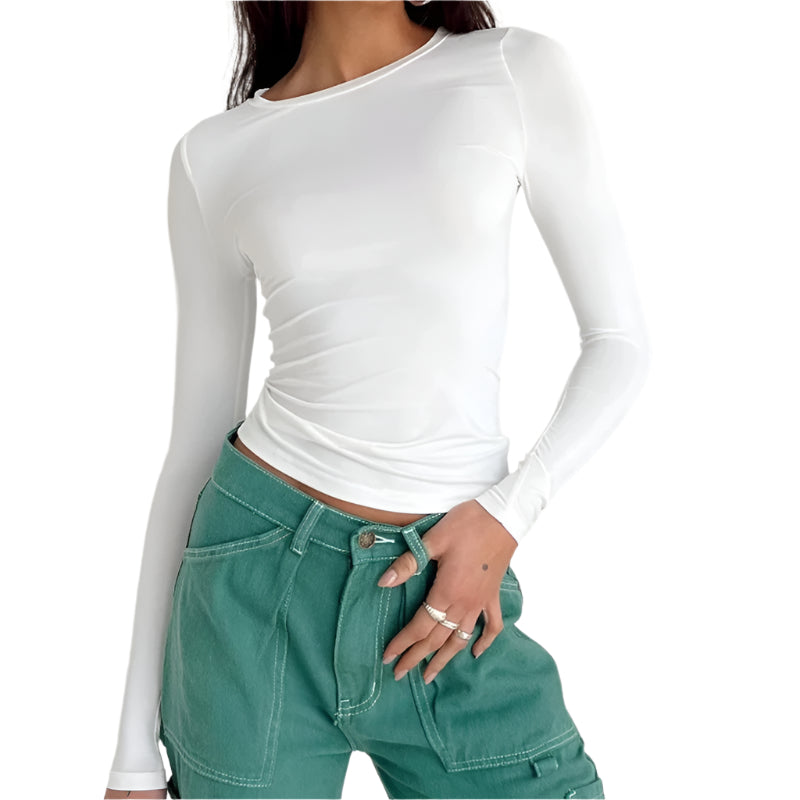 Långärmad Slim Fit T-shirt för kvinnor