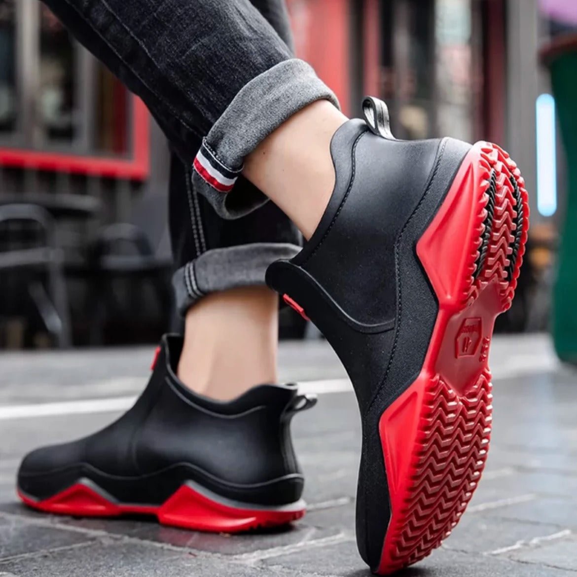 Regnsäkra halkfria ankelkängor av gummi