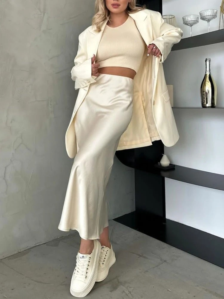 Kvinnors ättika Satin Fishtail kjol