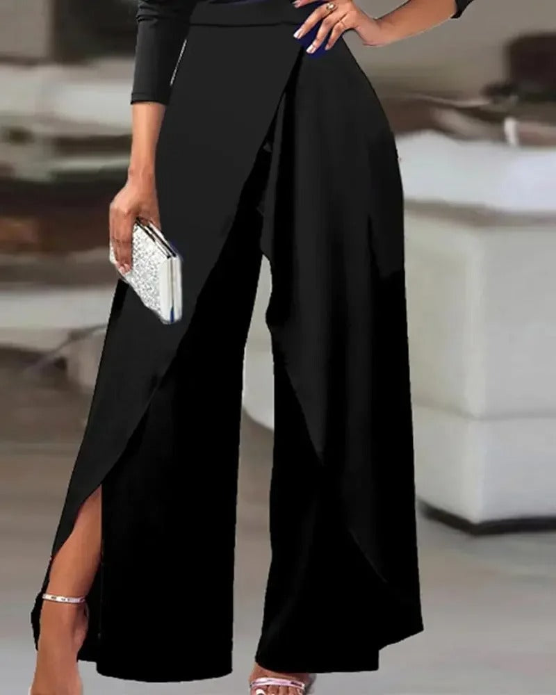 Slit Ruched Wide Leg Jumpsuit för kvinnor