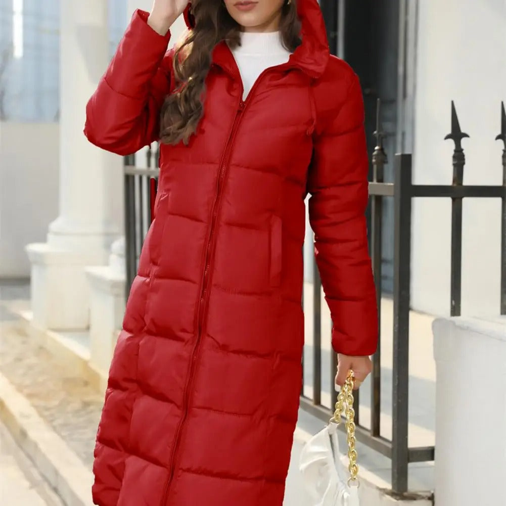Tjock vadderad parka med huva för kvinnor