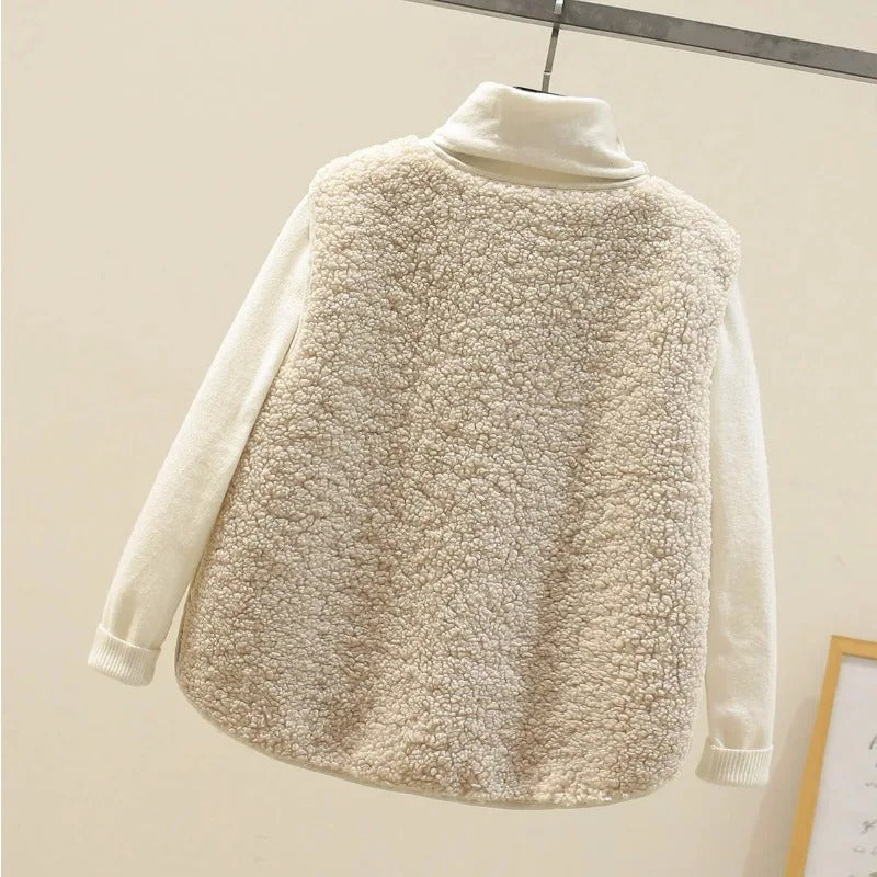 Fleeceväst i plysch för kvinnor