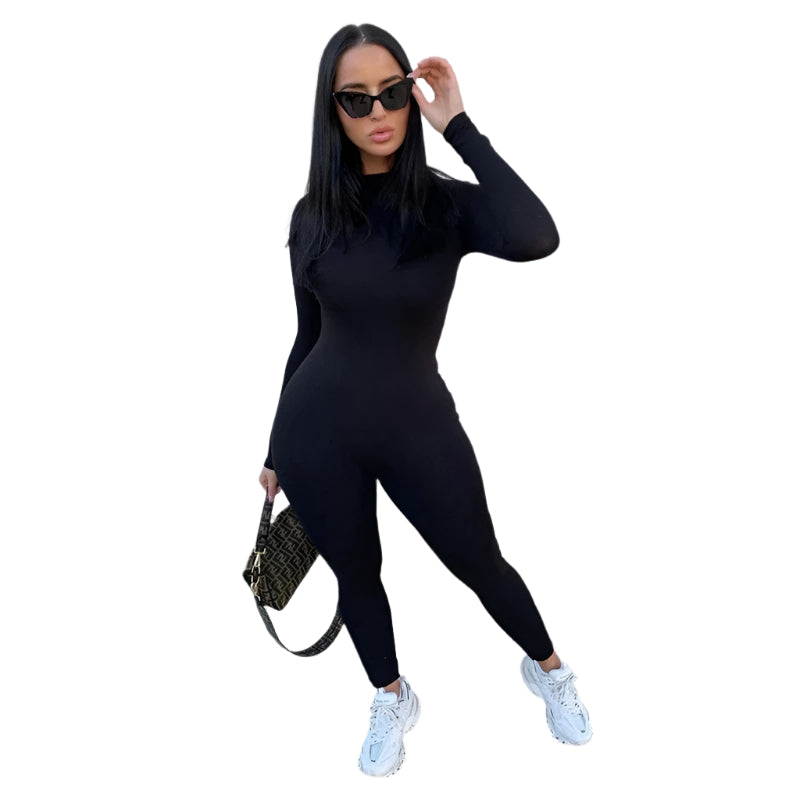 Långärmad jumpsuit med resår för kvinnor