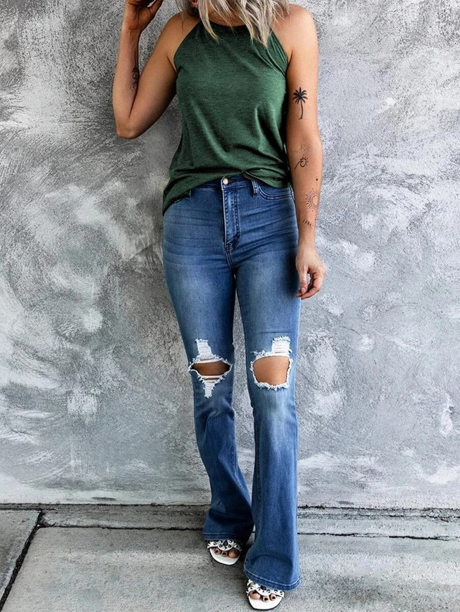 Ärmlös halterneck-linne för damer