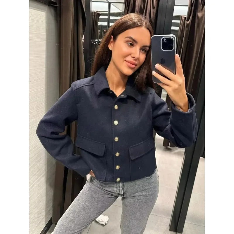 Croppad bomberjacka för kvinnor