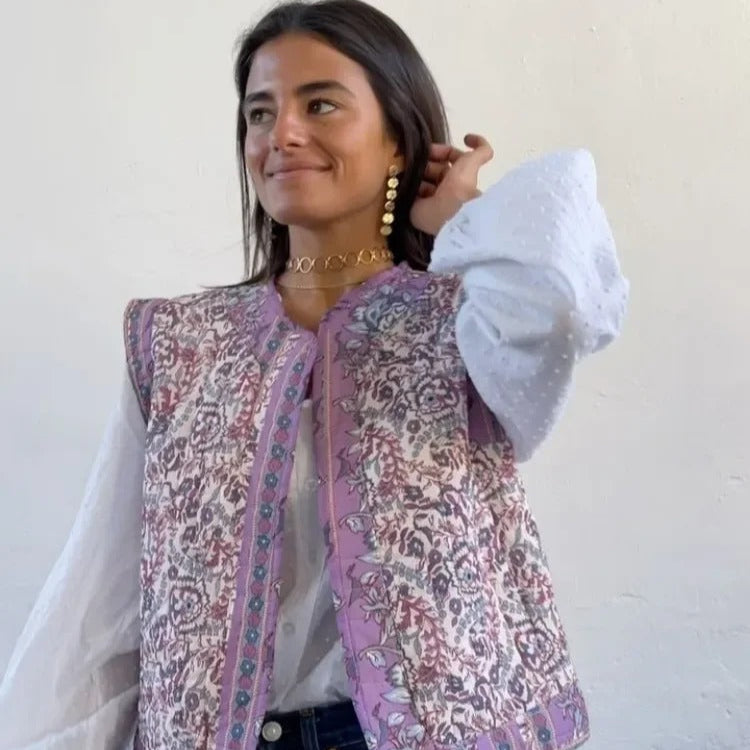 Bomullsväst med tryck för kvinnor