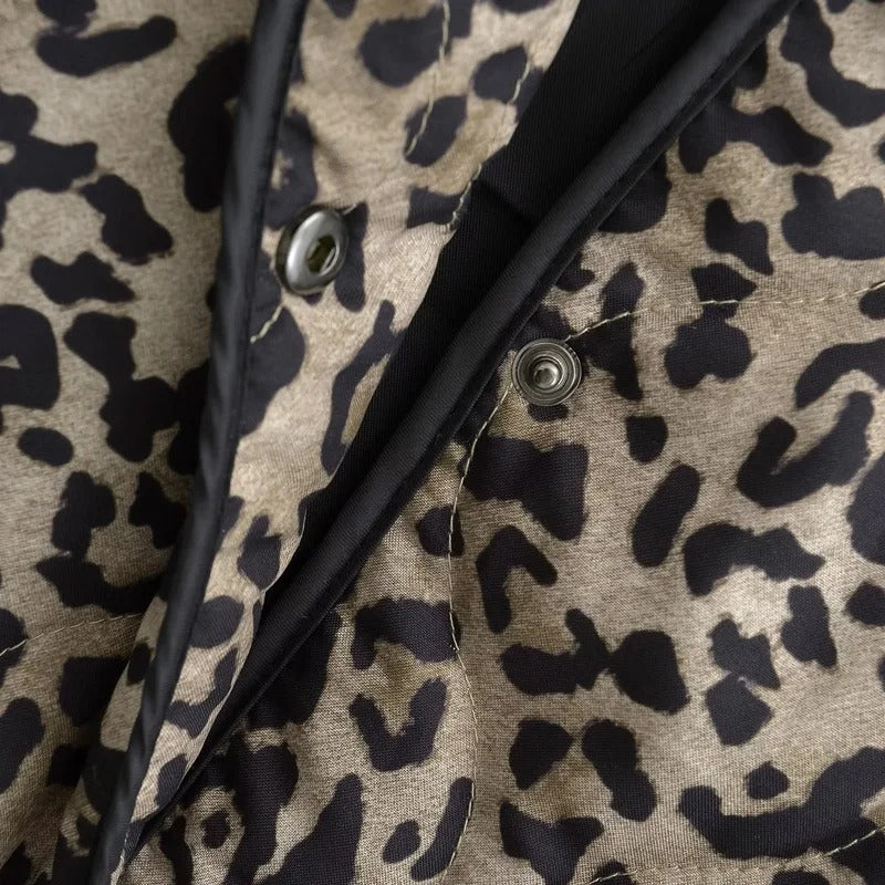 Leopard vadderad jacka för kvinnor