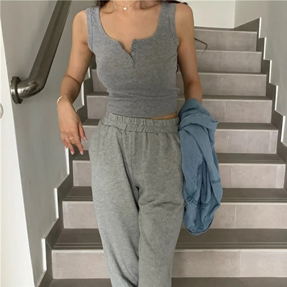 Ribbad knappnederdelad linne för kvinnor