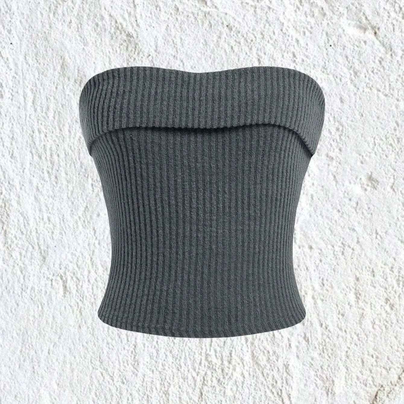 Ribbad axelbandslös Slim Fit Tube Top för kvinnor