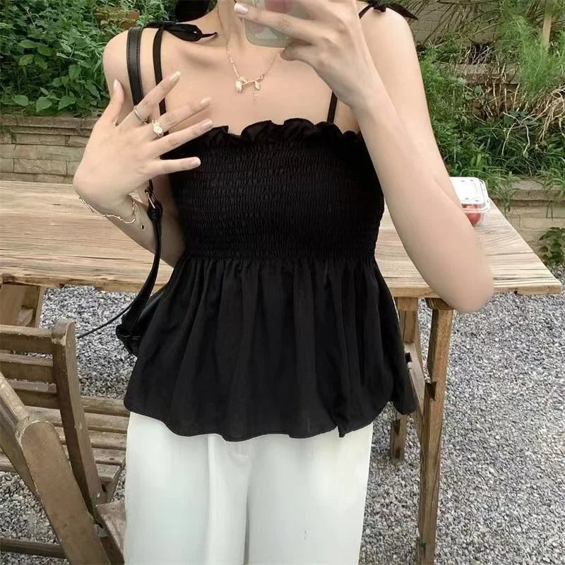 Kvinnors rosettgrimma Rygglös plisserad Crop Top