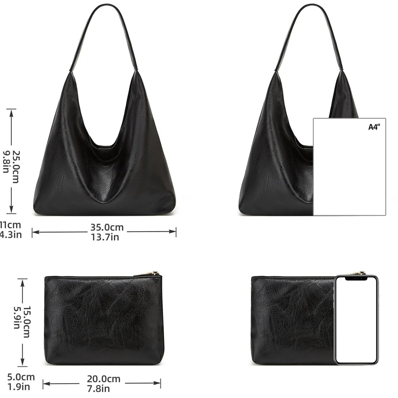 Retro stor axelväska för kvinnor