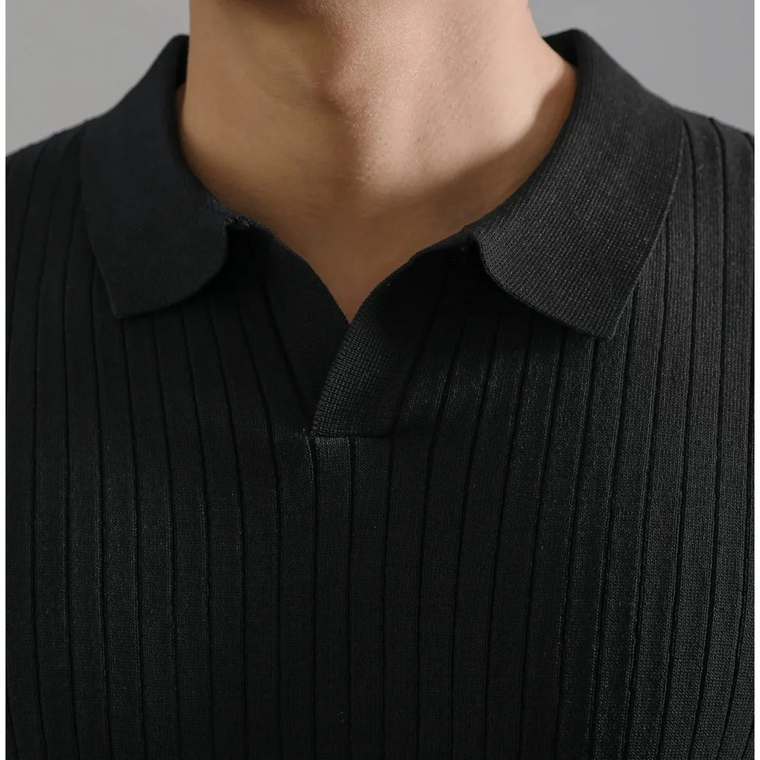 Retro-stickad polotröja för herr