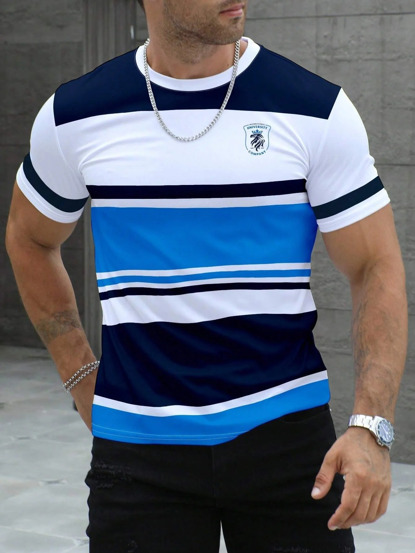 Randig Casual T-shirt för män