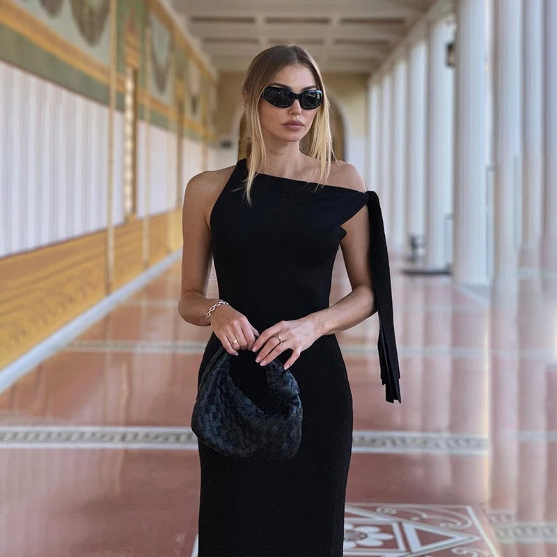 Kvinnors ärmlös slim fit aftonklänning