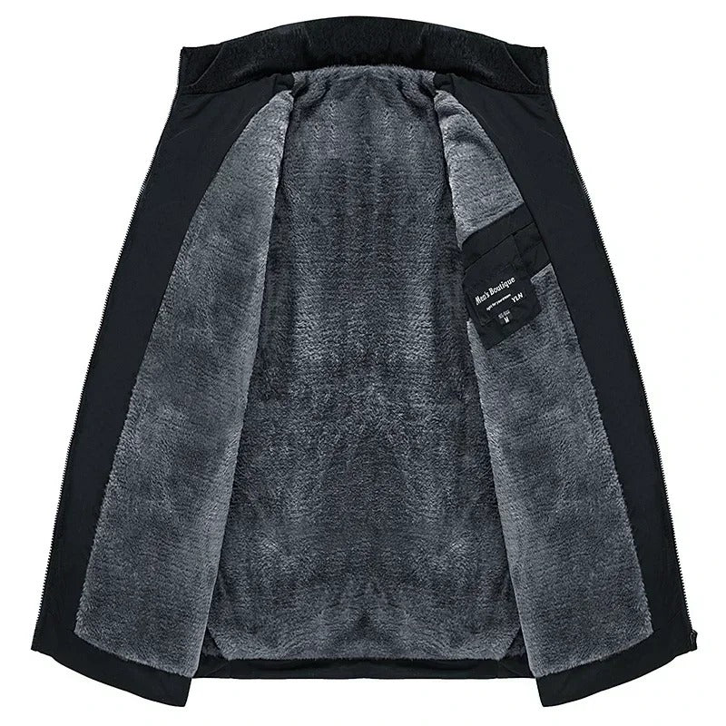 Vinterplysch förtjockad parka för män