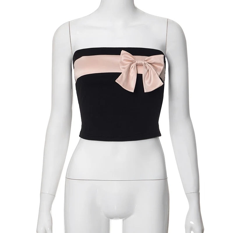 Bow-Knot Strapless Crop Top för kvinnor
