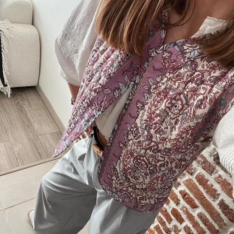 Bomullsväst med tryck för kvinnor