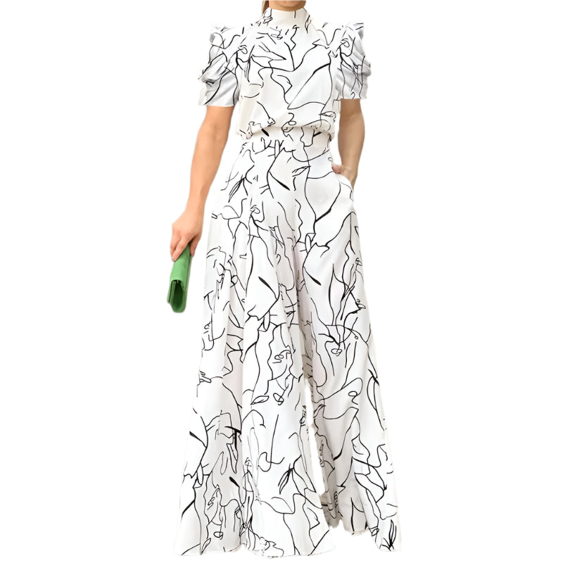 Halter Neck Art Print Byxor med vida ben