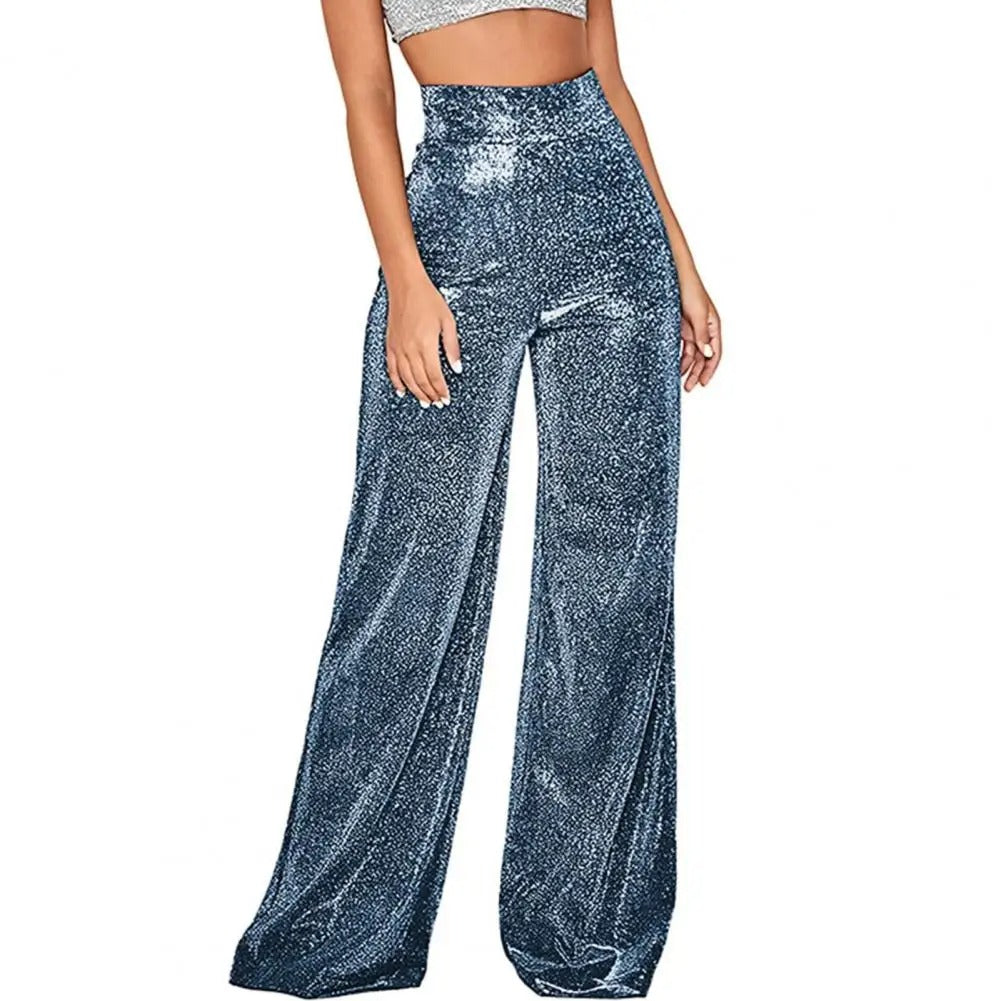 Byxor med vida ben och hög midja för kvinnor