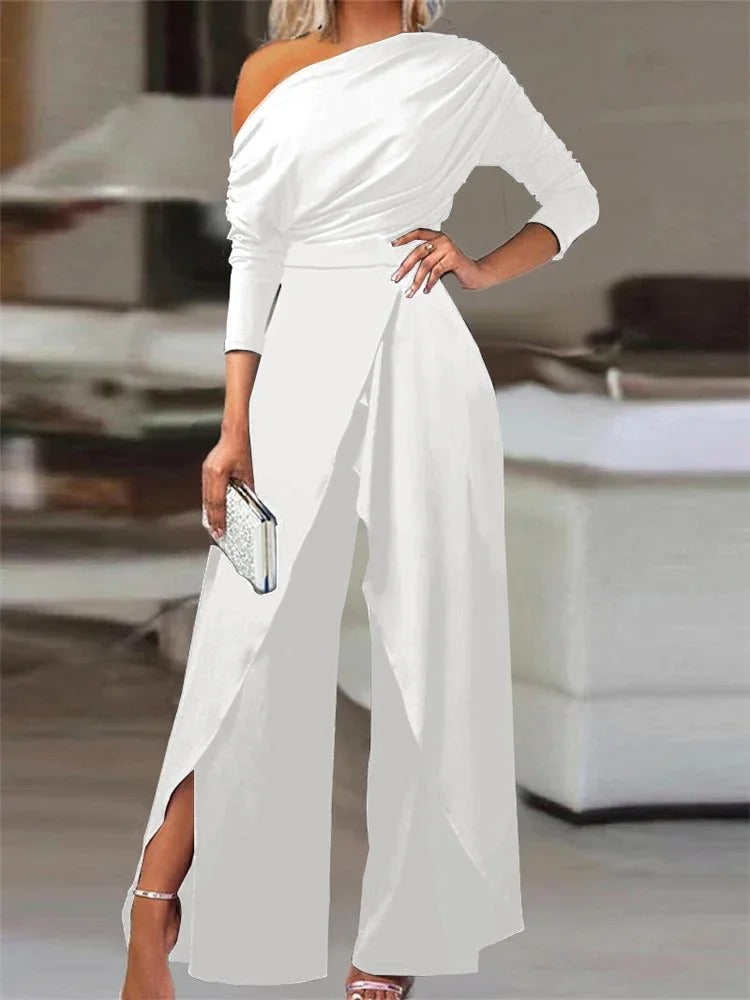 Slit Ruched Wide Leg Jumpsuit för kvinnor