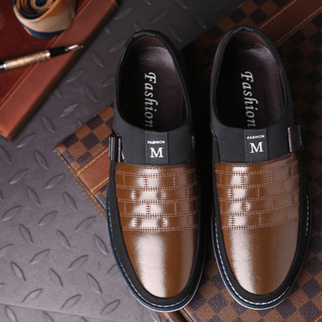 Herrskor i läder med andningsförmåga