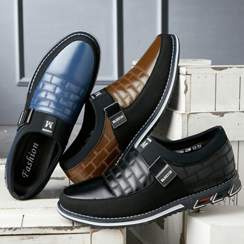 Herrskor i läder med andningsförmåga