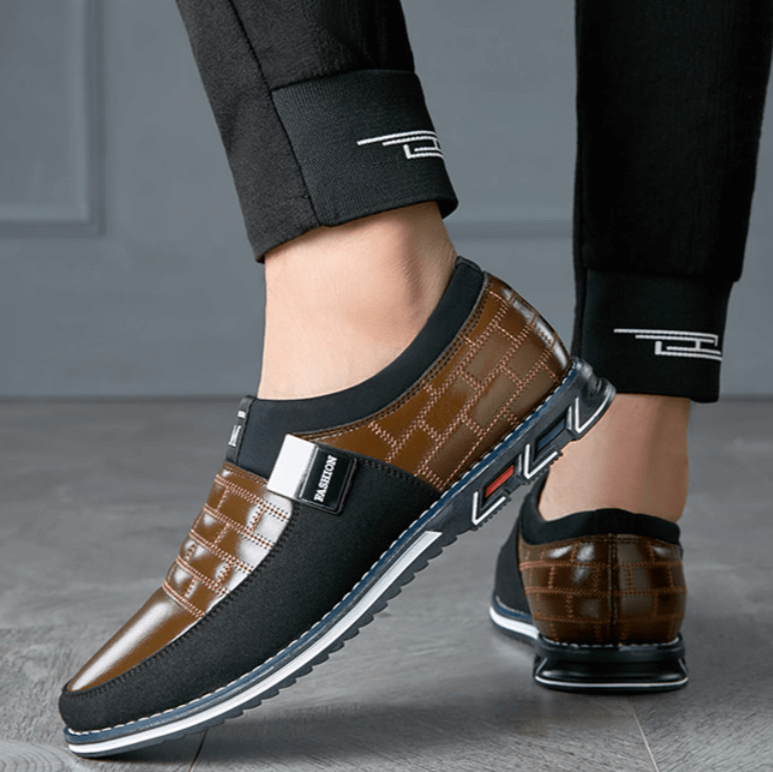 Herrskor i läder med andningsförmåga