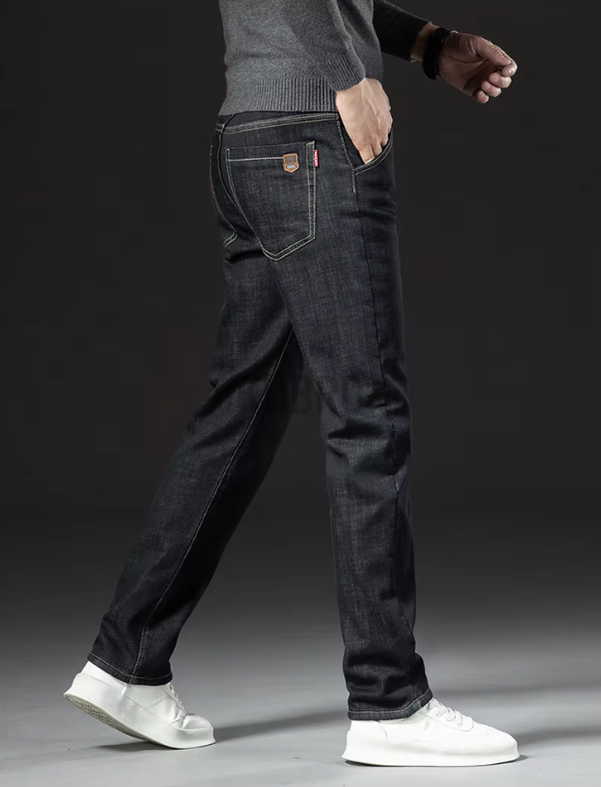 Lammfluff raka jeansbyxor för män