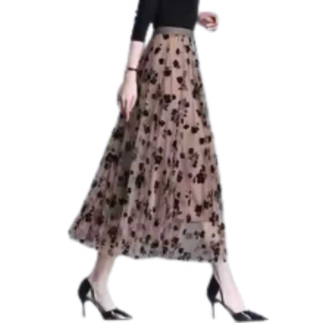 Blommig meshkjol för kvinnor