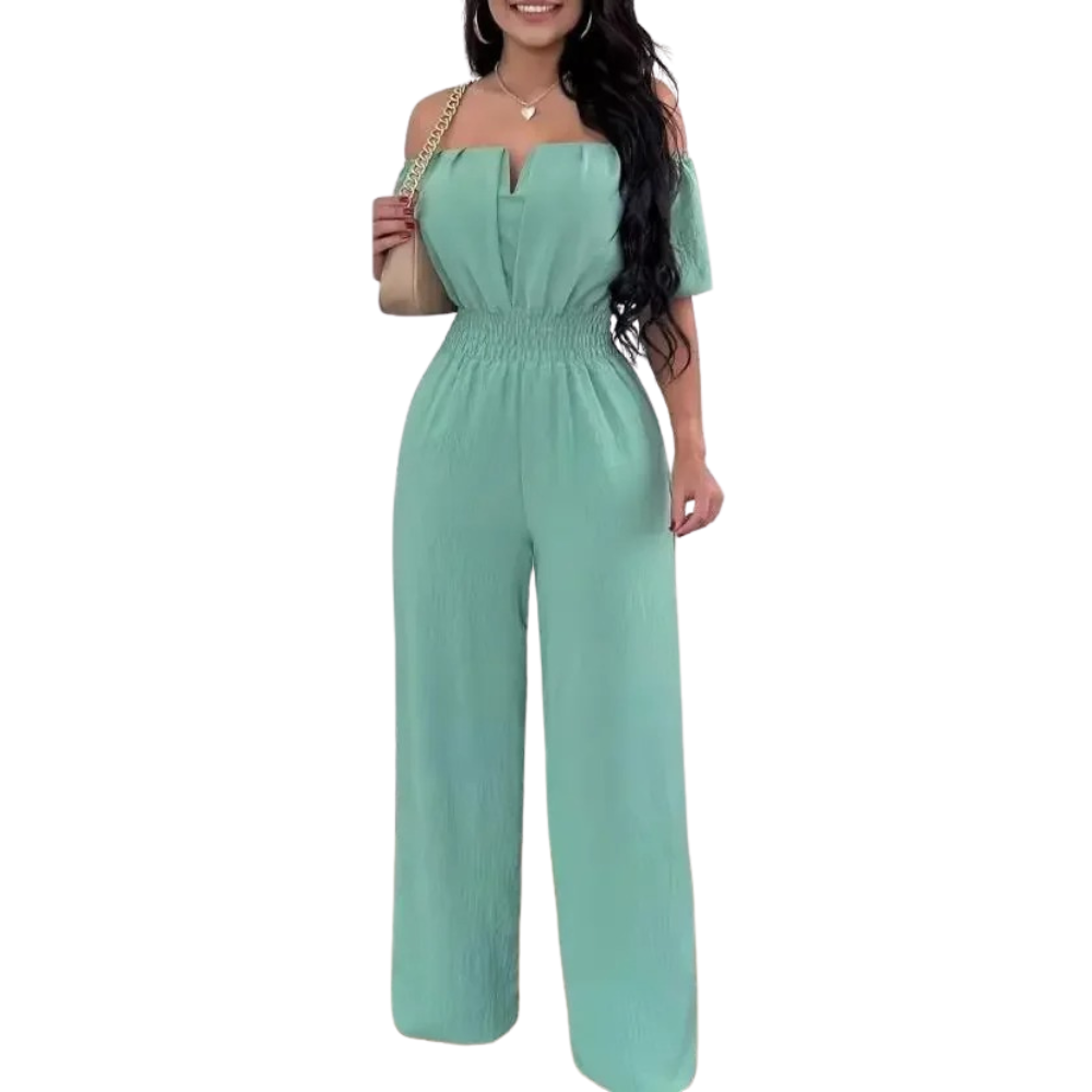 Off Shoulder Jumpsuit med vida ben för kvinnor