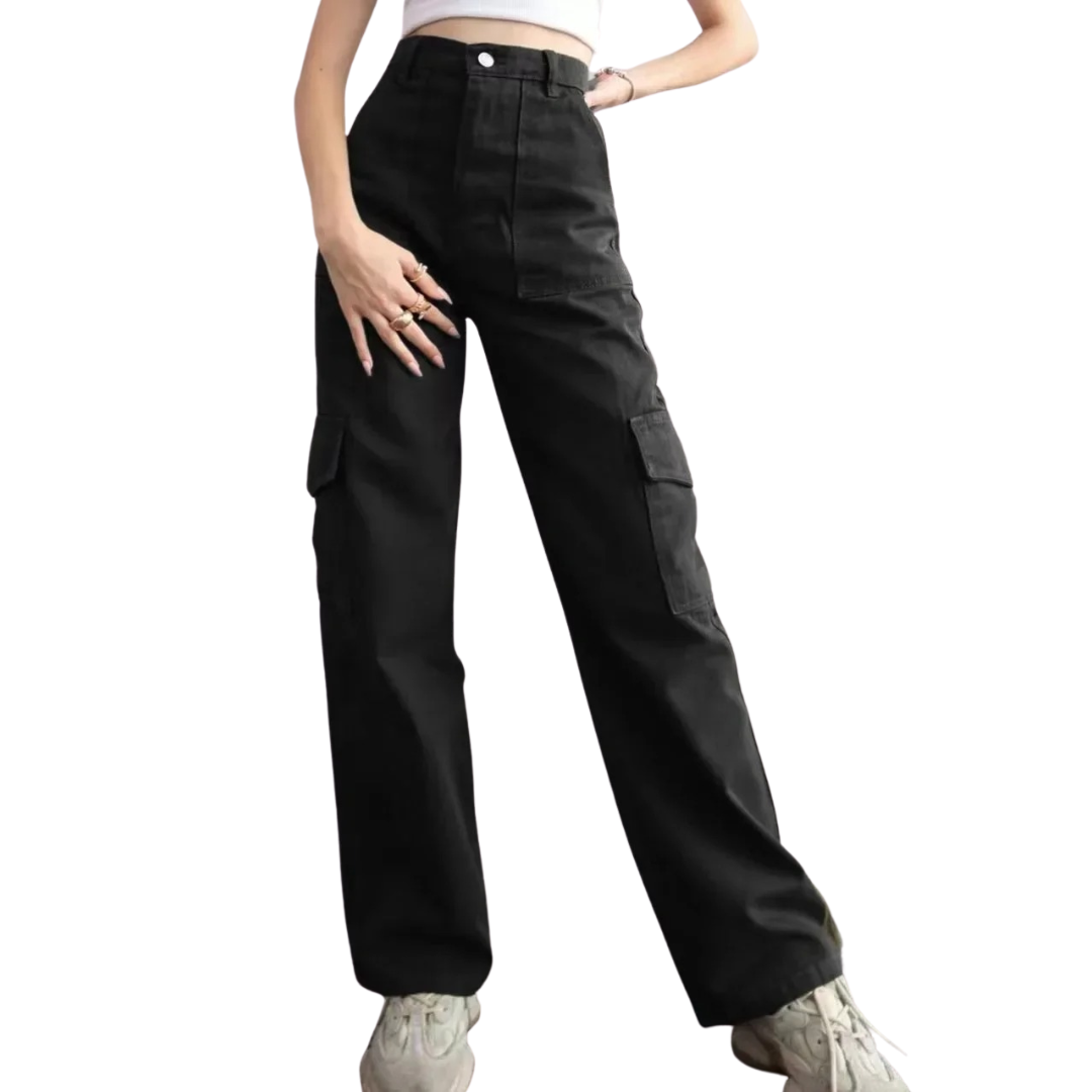 Cargo-byxor med flera fickor för kvinnor