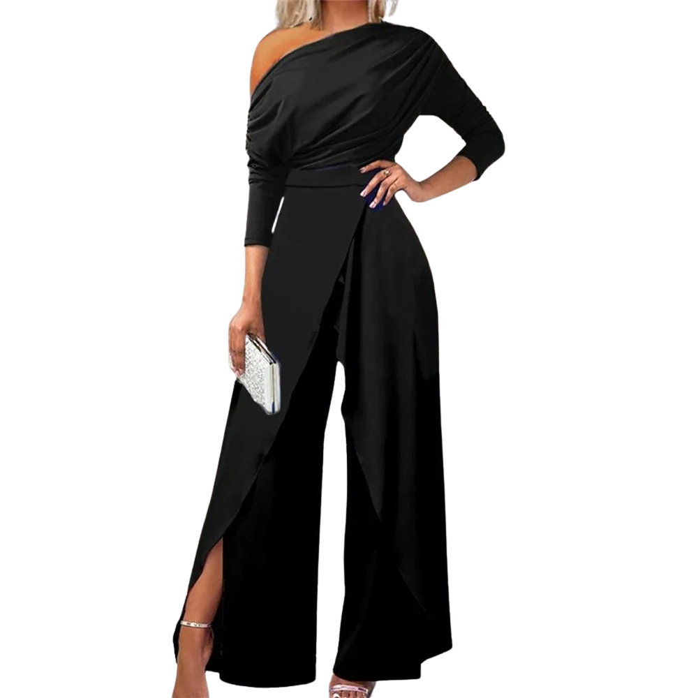 Slit Ruched Wide Leg Jumpsuit för kvinnor