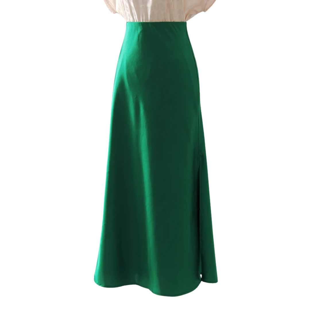 Dam Svart Split Satin Kjol