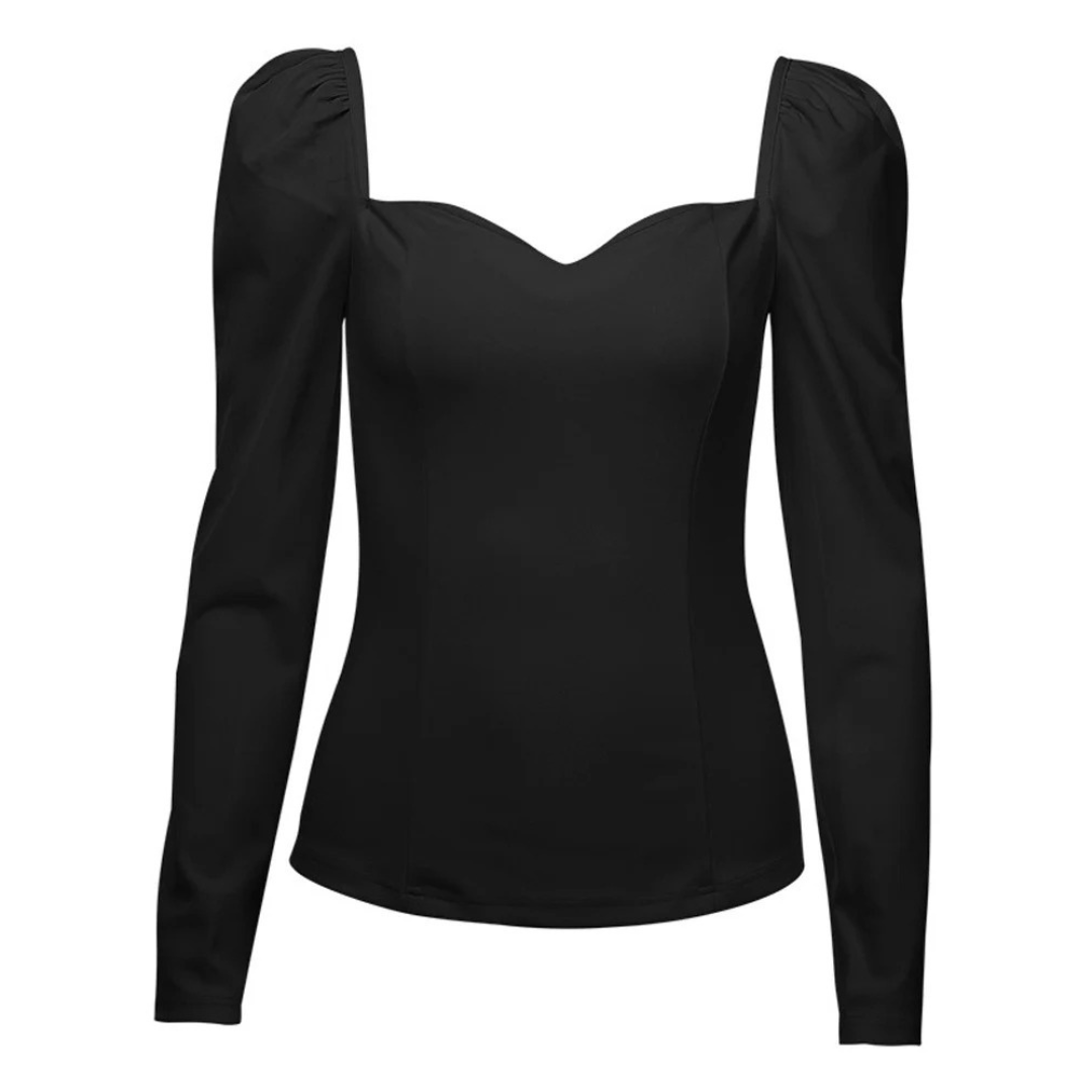 Smal blus med puffärm för kvinnor