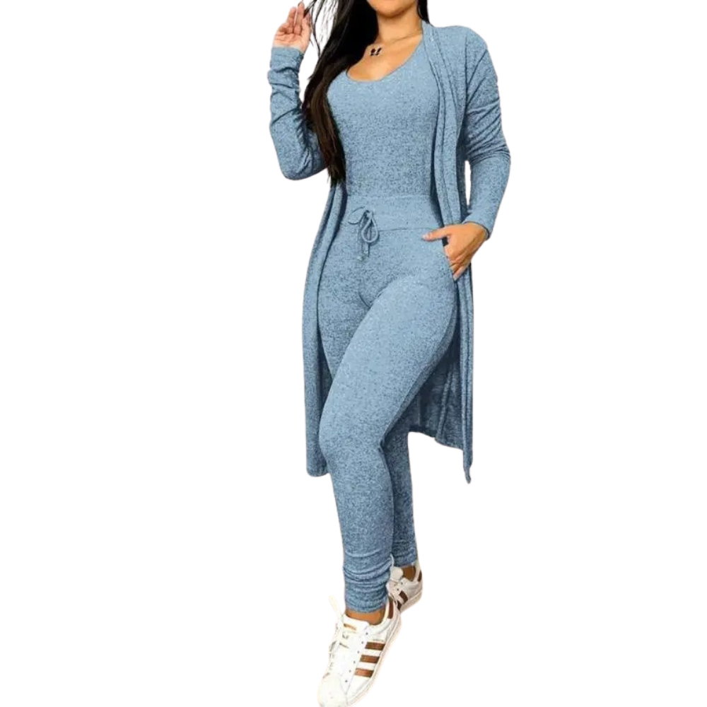 Dragsko Pocket Design Jumpsuit & Coat Set