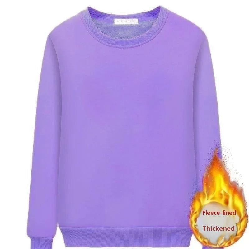 Fleecefodrad sweatshirt med rund hals för kvinnor