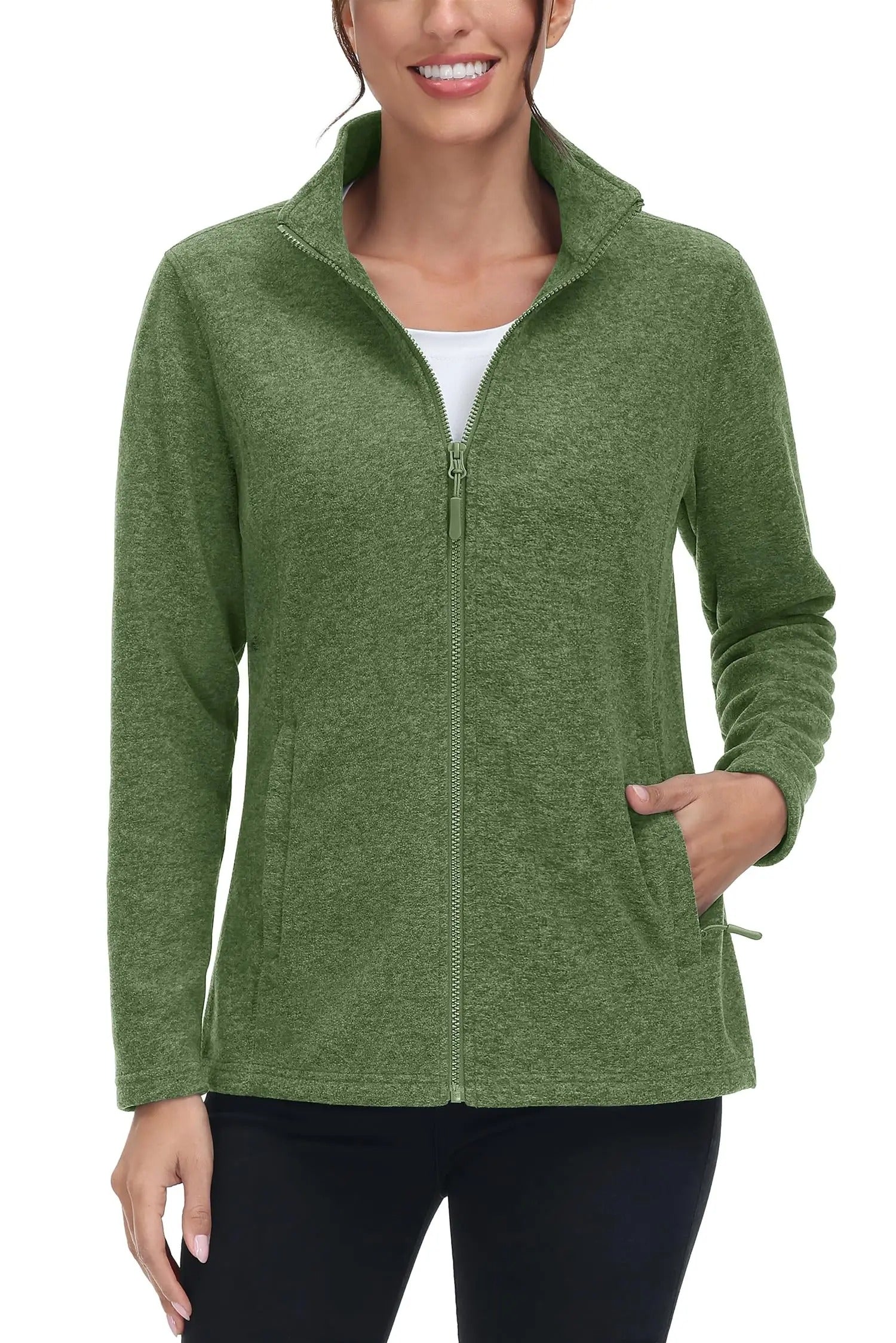 Lätt fleecejacka med full dragkedja för kvinnor