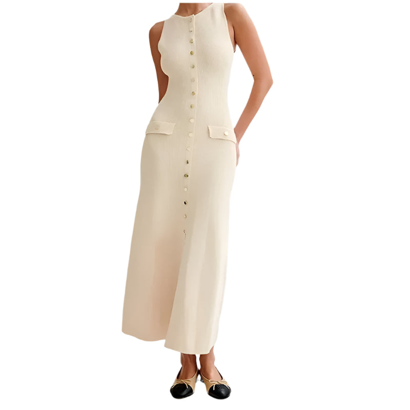 Knäppt stickad bodyconklänning för kvinnor