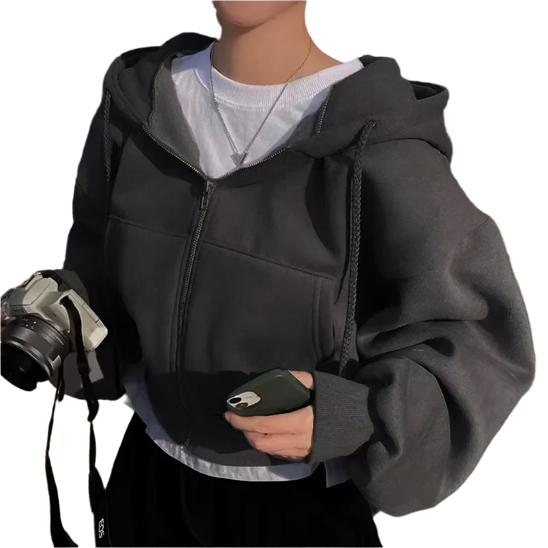 Överdimensionerad Crop Top Hoodie för kvinnor