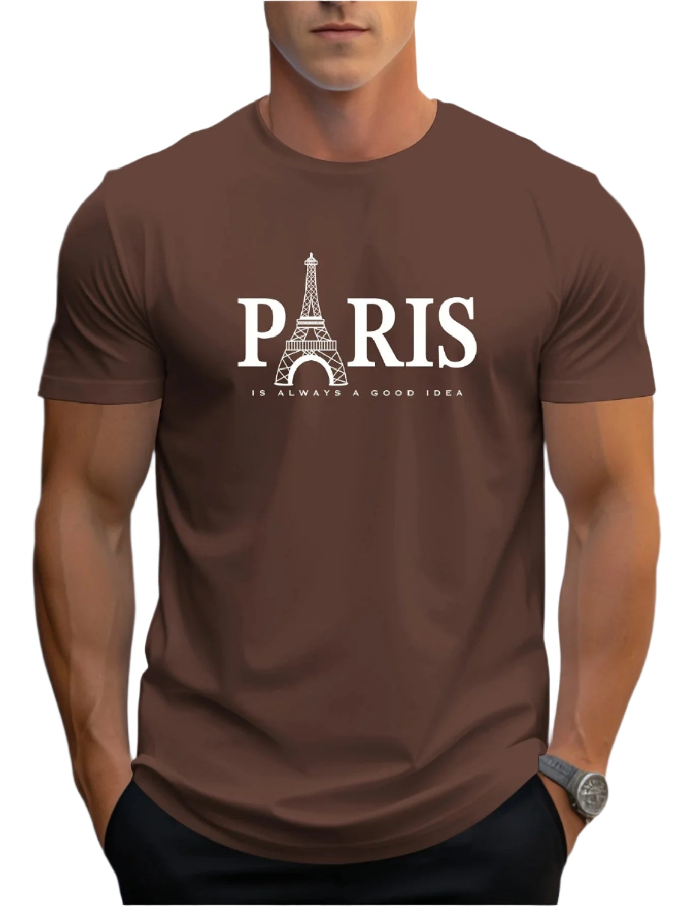 Paris-tryckt T-shirt för män