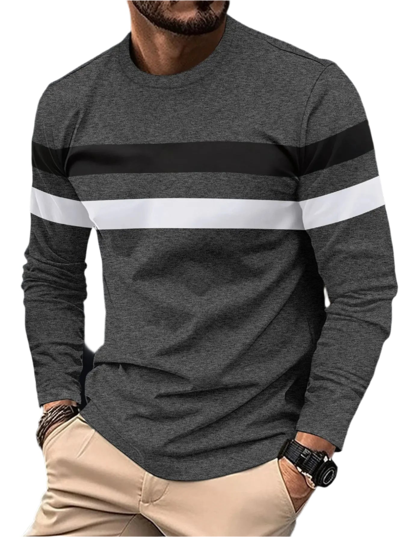 Långärmad T-shirt med sömmar för män