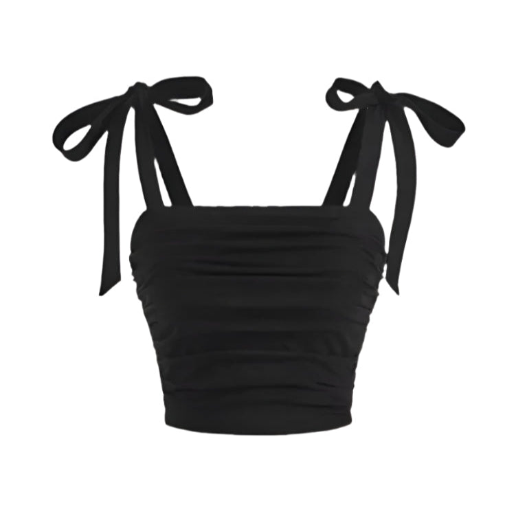 Ruffle Tie Shoulder Crop Top för kvinnor