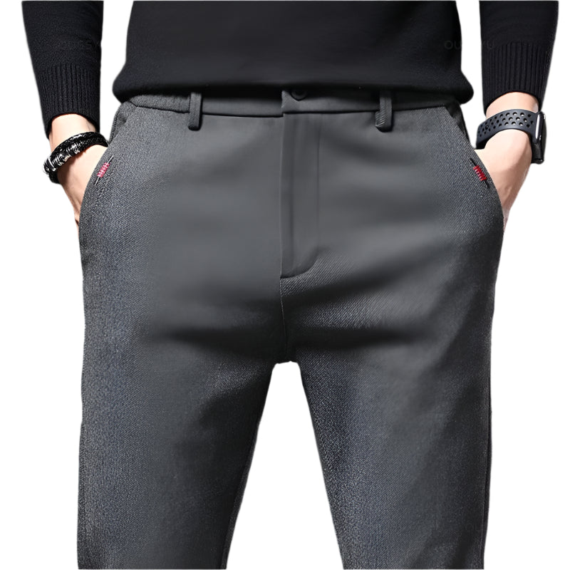 Slim fit-byxor i bomull för herr