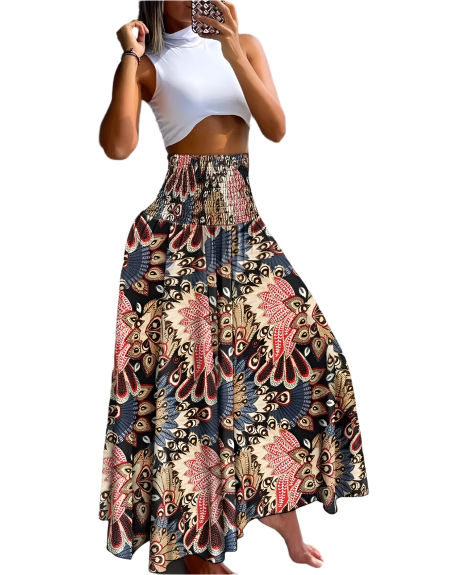 Blommig omlottkjol för kvinnor