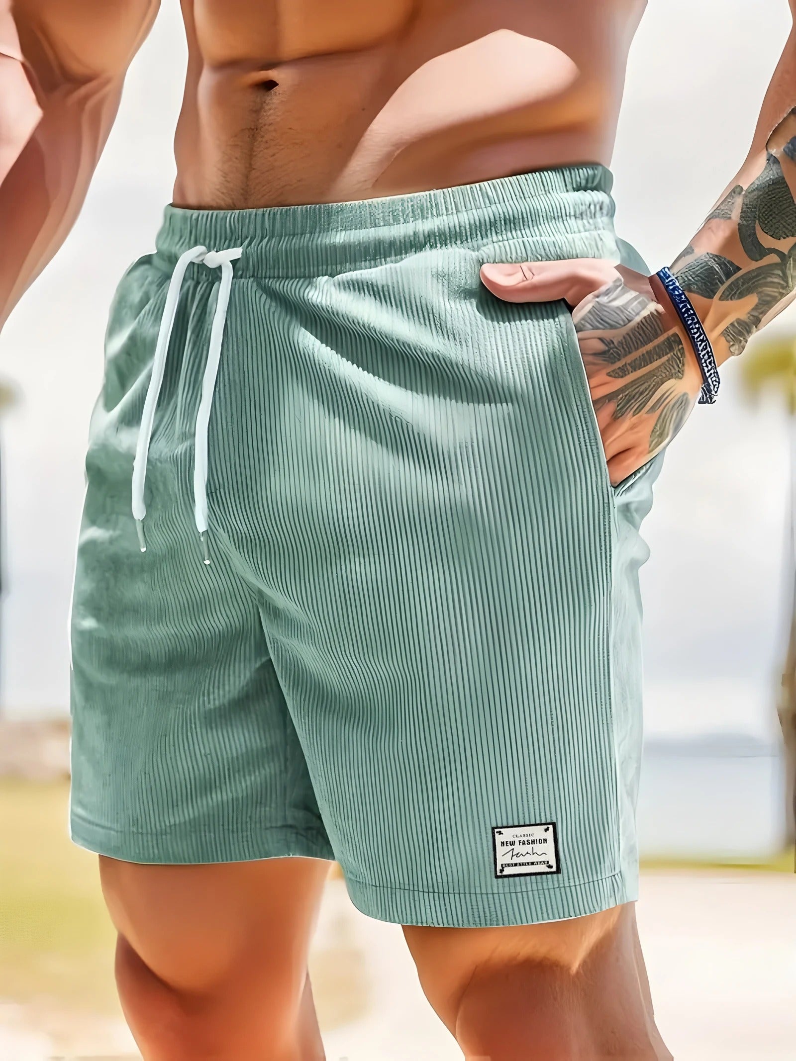 Mäns flexibla shorts med elastisk midja