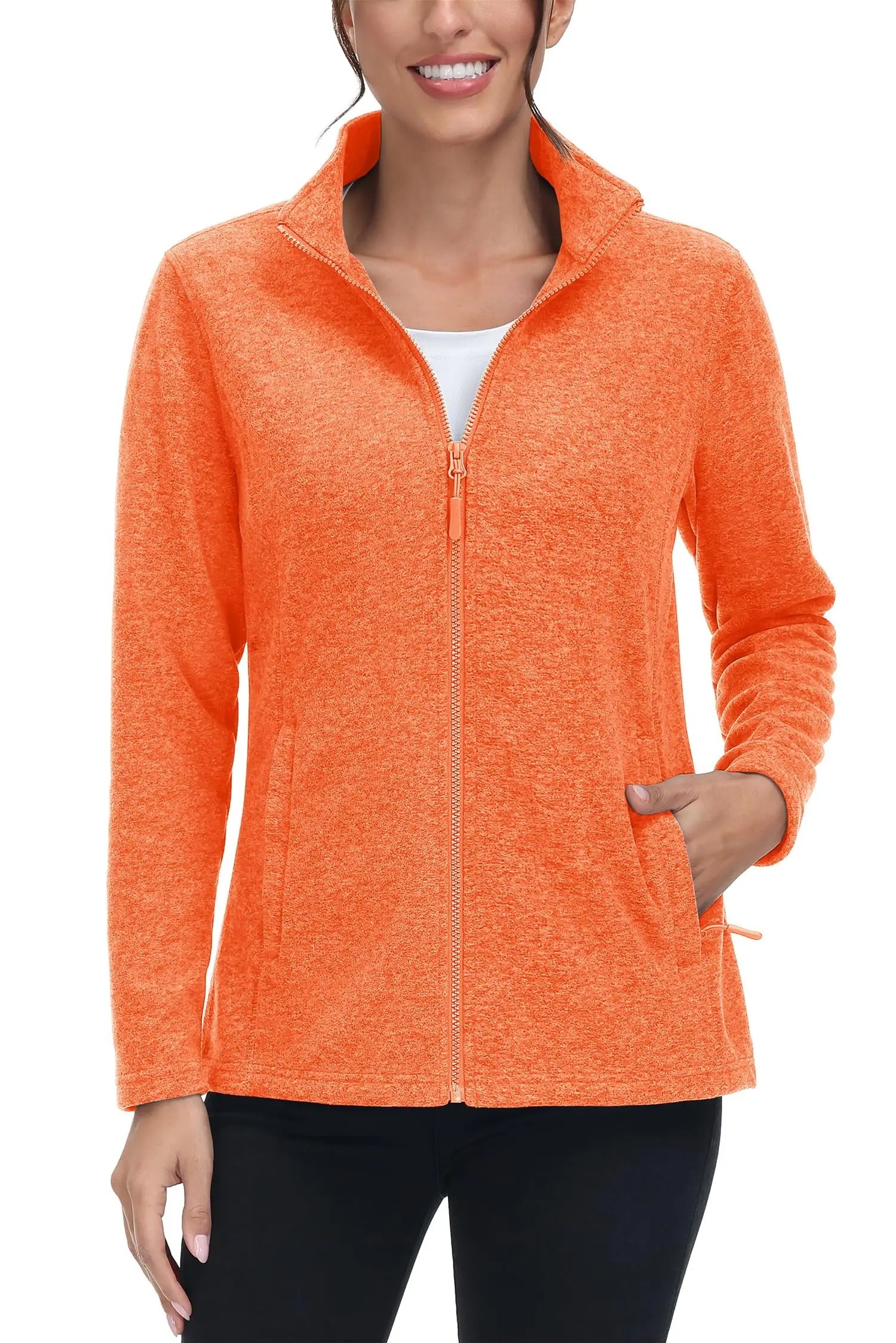 Lätt fleecejacka med full dragkedja för kvinnor