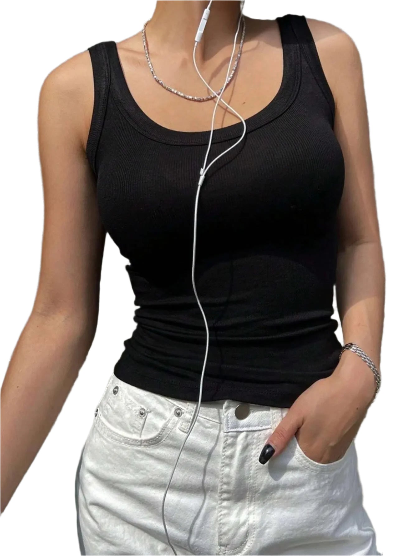 Stickad ärmlös Camisole Tank Top för kvinnor