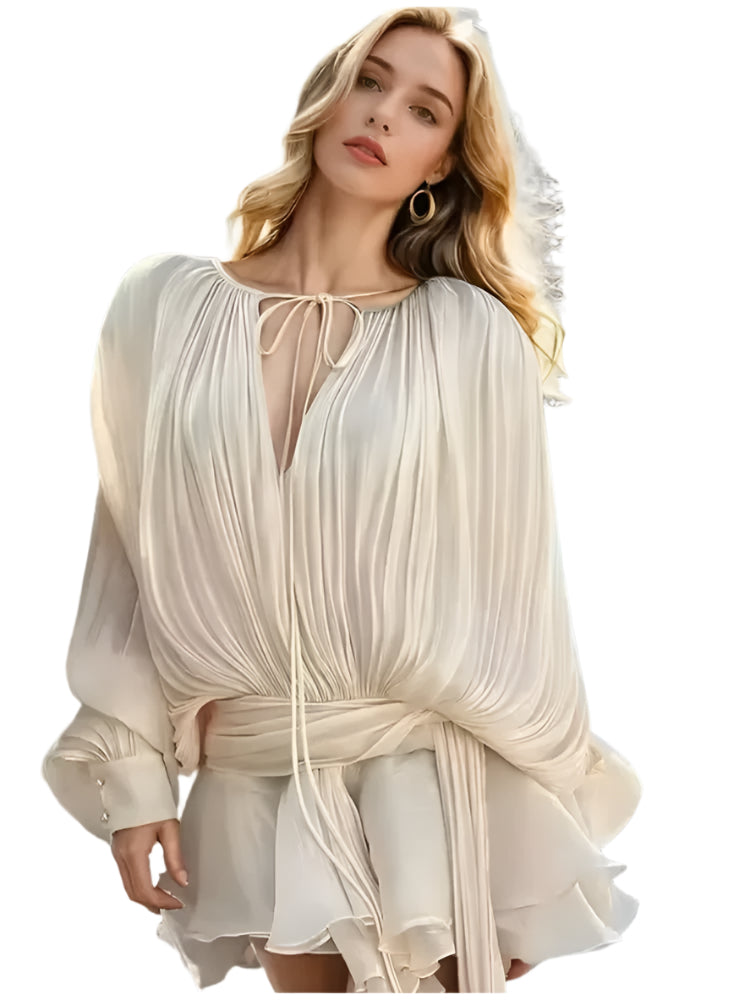 Damklänning med snörning och lanternärmar