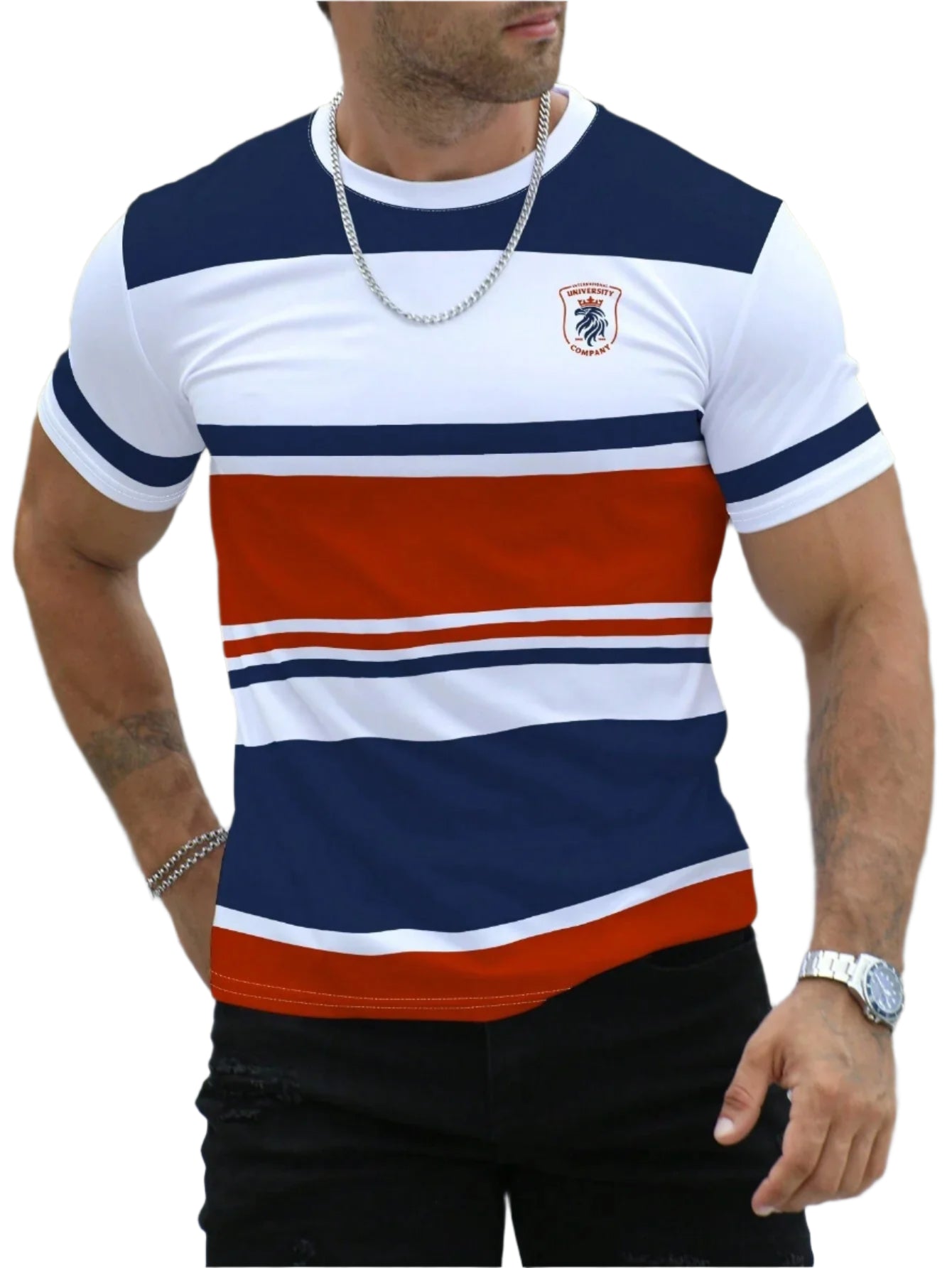 Randig Casual T-shirt för män