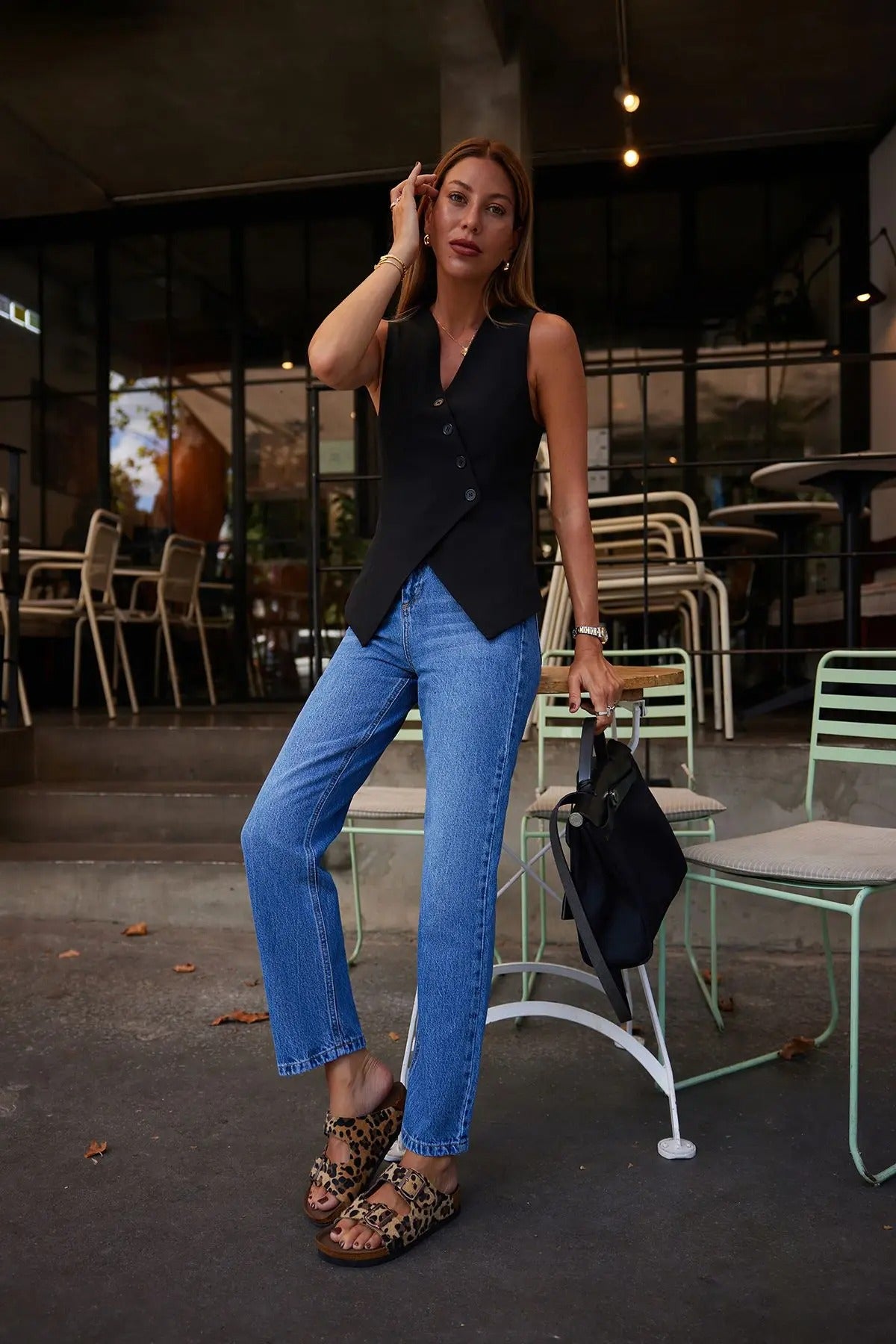 Jeansbyxor med raka ben för kvinnor